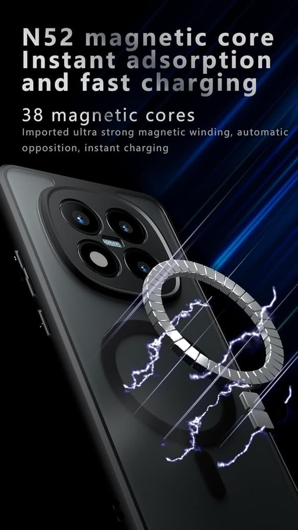 Etui til Redmi Note 14 5G - magnetisk design for fald- og stødbeskyttelse sort