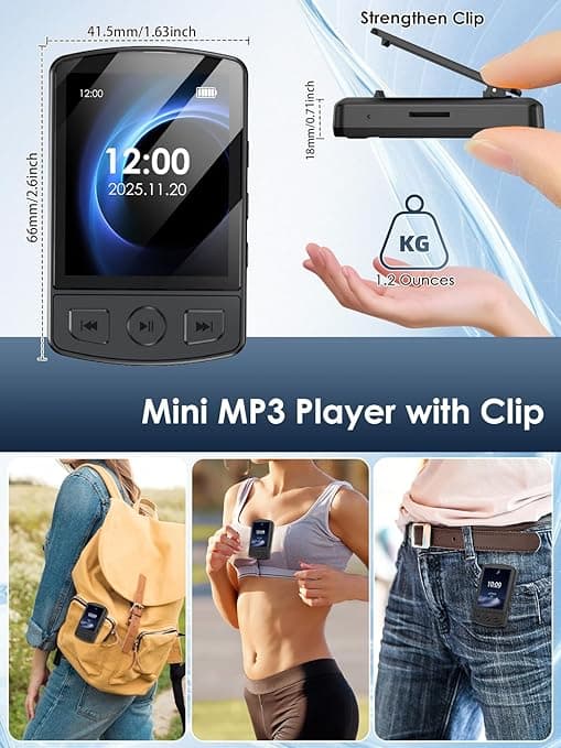 MP3-afspiller - understøtter Bluetooth 5.2, HiFi-højttalere (32 GB)