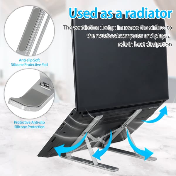Notebook Stand, Ventilation og Varmeafledning, Velegnet til 10-15,6 Tommer Notebooks