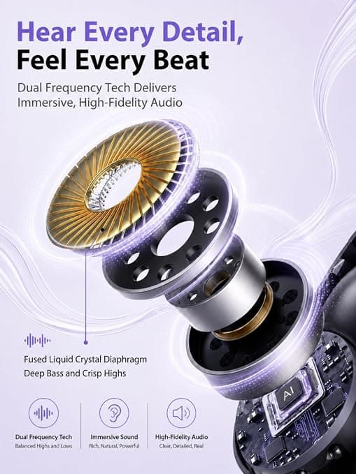 Trådløse Bluetooth-øretelefoner - Clip-on ørepropper, åben knogleledning design lilla