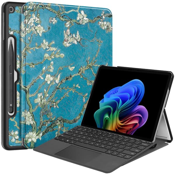 Fodral för Microsoft Surface Pro 12-tum (2025 års modell), Bluetooth-tangentbordsskydd Aprikosblom