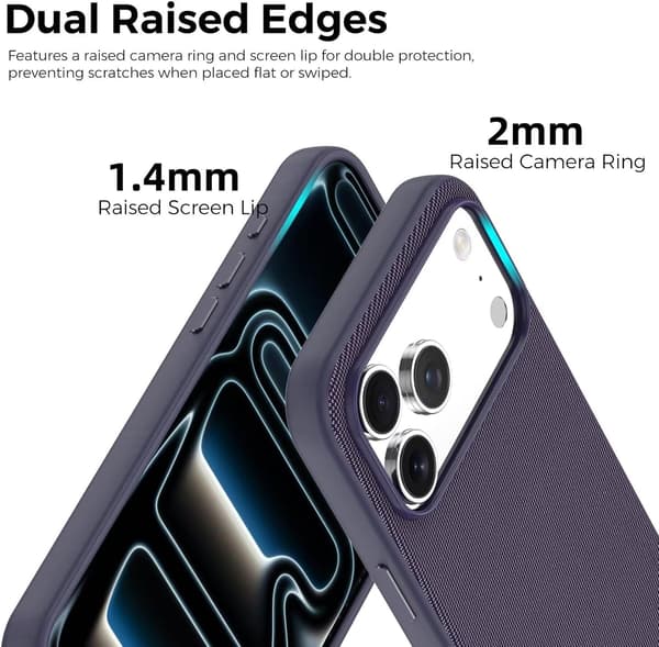 Cover til iPhone 17 Pro Max, premium vævet-tekstur finish, faldresistent og stødabsorberende lilla purple
