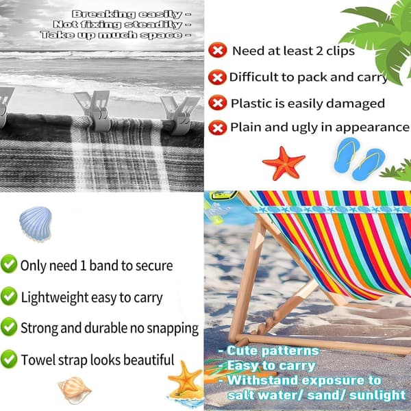 Strandstol Handduksremmar, 8-pack - 40Cm X 5Cm Elastiskt Band Figur 3 Figure 3