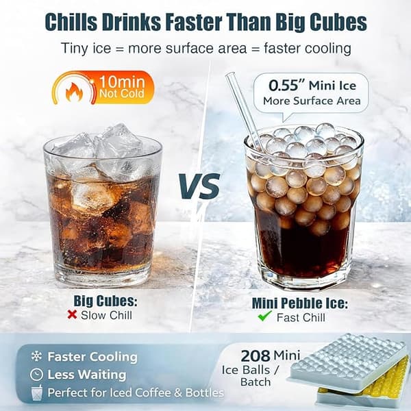 Mini-isbitsformar - 1,4 cm små \"sten\"-isbitar, för att göra iskaffe och cocktails (4-pack) blue