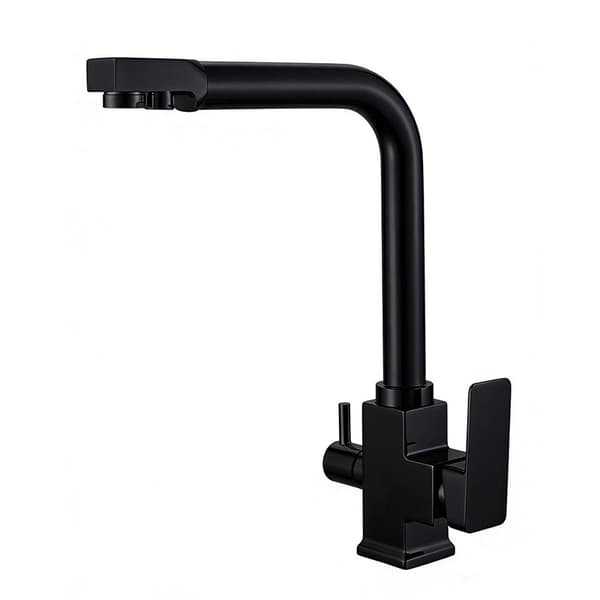 Kjøkkenkran, benkmontering, rustfritt stål, 60 cm innløpsrør Svart Black