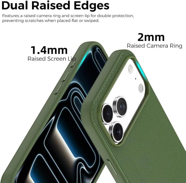 Etui til iPhone 17 Pro Max, premium vævet teksturfinish, faldresistent og stødabsorberende grøn green