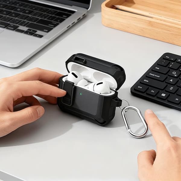 Fodral för AirPods 4, med låsspänne, stötsäkert red