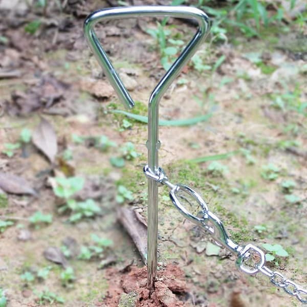 Hundstake med bindkabel + reflekterande stake, spiralspik fast påle