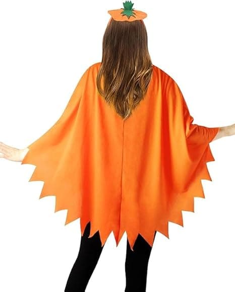 Græskar Halloween Kostume til Voksne - Inkluderer Selvlysende Kappe, Hårbøjle og Slikpose