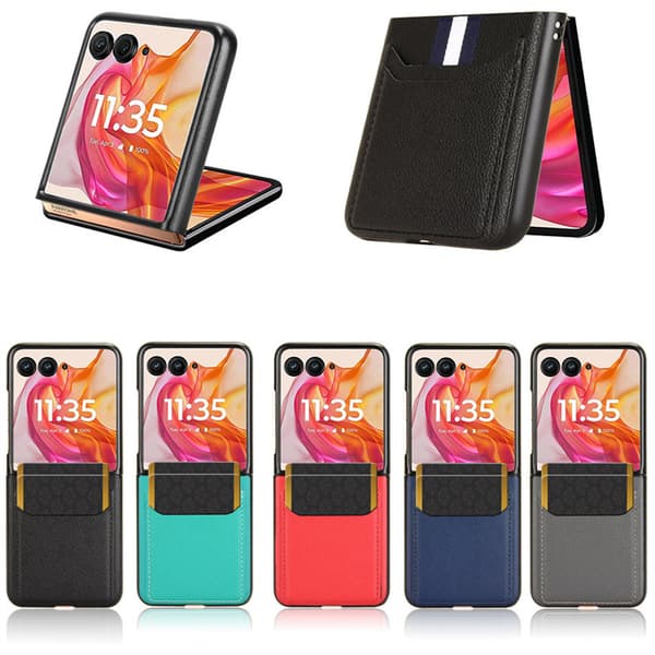 Etui til Motorola Razr 70 Plus, læderbagside, med kortplads Grey
