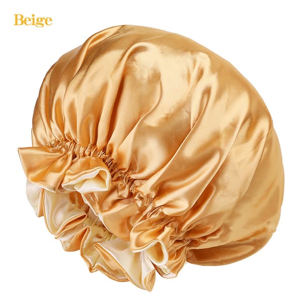 Stor sovehette i sateng, tolags turban, diameter 36 cm kamel Camel