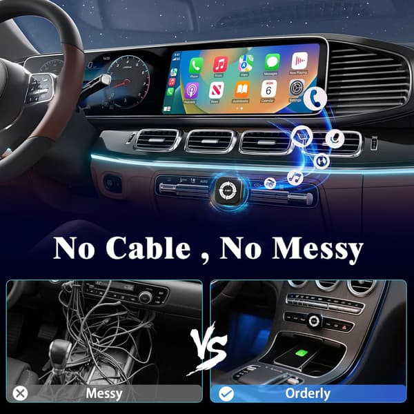 2026 Trådløs CarPlay-adapter (konverterer kablet til trådløs), USB-design, Plug-and-Play, kompatibel med iPhone og Android Sort Black