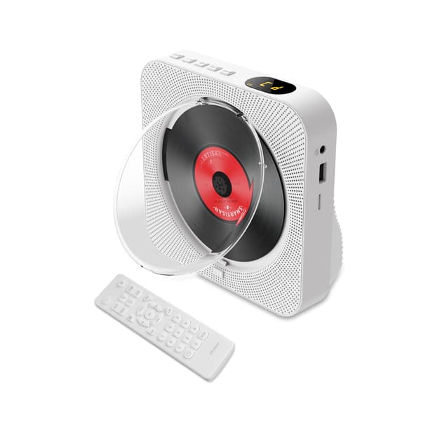 Bærbar Bluetooth 5.0 CD-afspiller, Hifi-højttalere, Aux/Usb-understøttelse Hvid