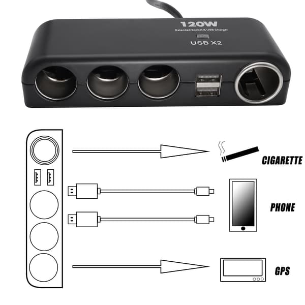 Biloplader, cigarettænderadapter til bil 3.1A USB 4 porte hurtigoplader 12V