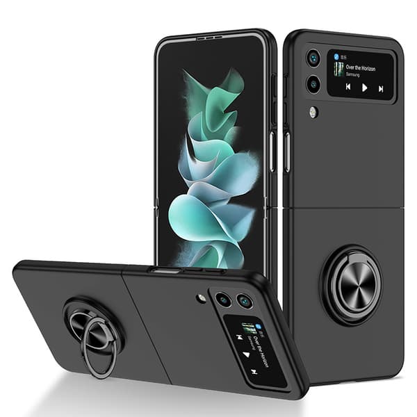 Etui til Samsung Galaxy Z Flip4, indbygget magnetisk ringholder sort black