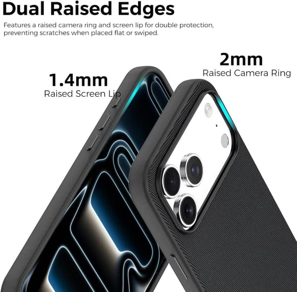 Etui til iPhone 18 Pro Max, premium vævet teksturfinish, faldresistent og stødabsorberende sort black
