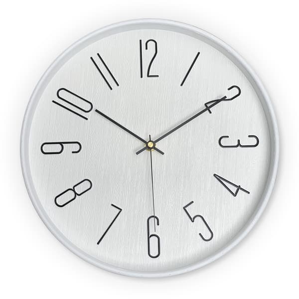 Väggklocka - Modern liten väggklocka, batteridriven, 30 cm, tyst, analog klassisk modell Vit White