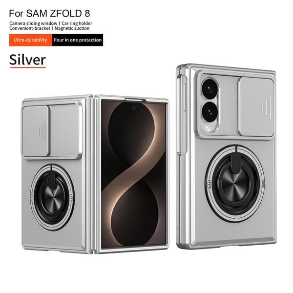 Fodral till Samsung Galaxy Z Fold 8, med skjutbart kameraskydd silver silver