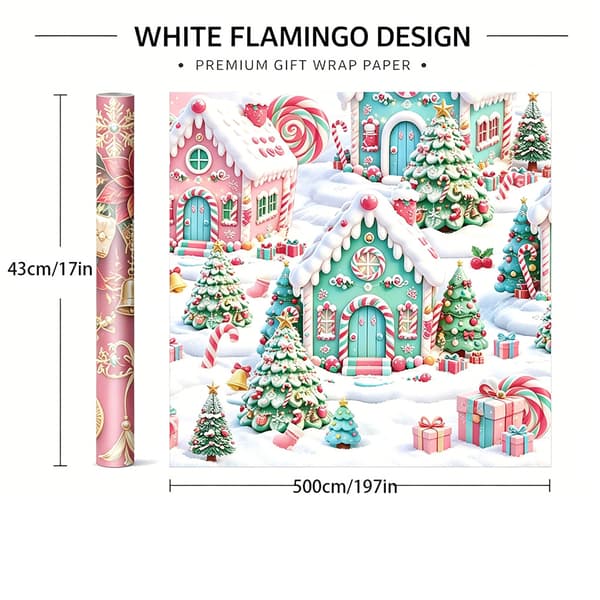 Julklappspapper, presentpapper, 1 rulle (43 x 500 cm) juligloo Christmas igloo