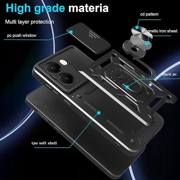 Deksler til Xiaomi Poco X6Pro, Skyvbart kameralinsedeksel red