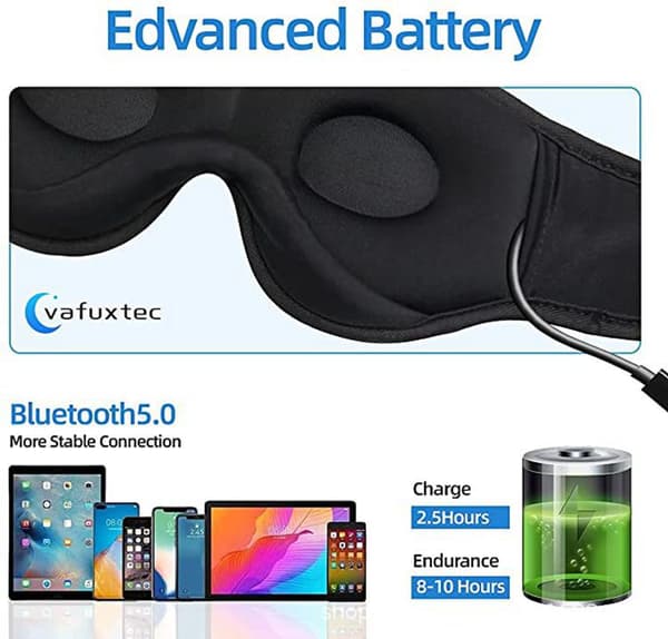 Bluetooth-urheilukuulokkeet unimaski langaton 3D Bluetooth-silmämaski sininen