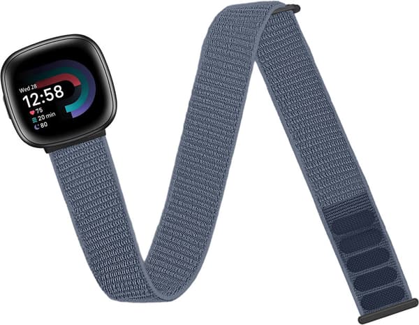 Nylon Sportsurrem til Fitbit Versa 3, ankel/arm, elastisk blue-gray