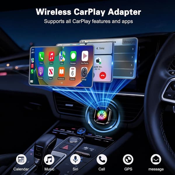 2026 Model 2-i-1 Trådløs CarPlay og Android Auto Adapter Orange Orange