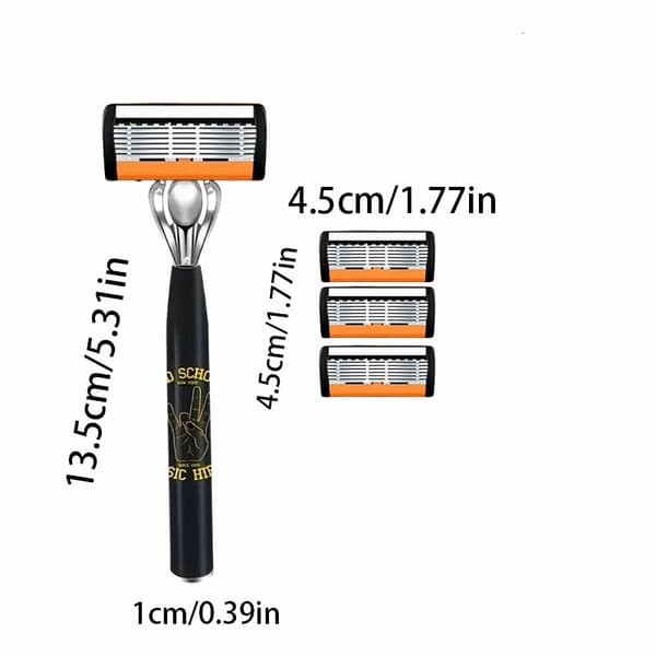 Herrebarberhøvel - 6 blader (1 høvel + 3 blader)