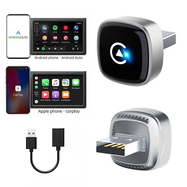 Langaton CarPlay-sovitin – Plug and play Apple iPhone- ja Android-puhelimille