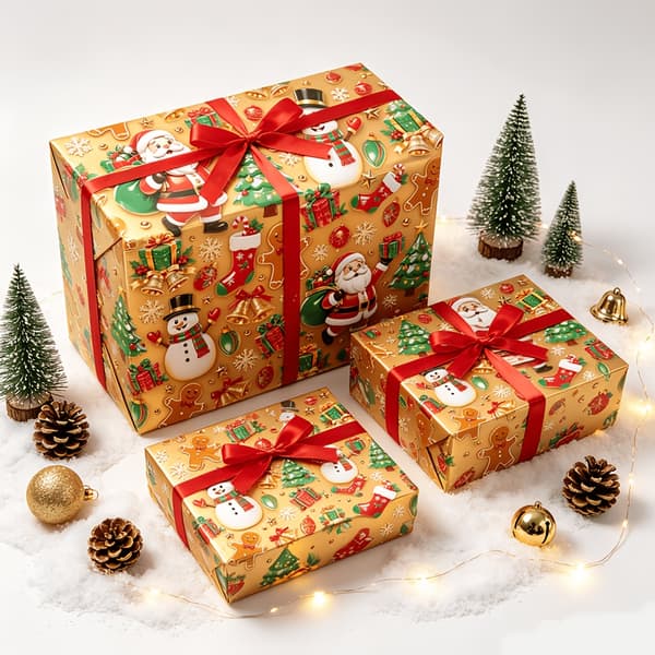 Julklappspapper, presentpapper, 1 rulle (43 x 500 cm) jultomte Santa Claus