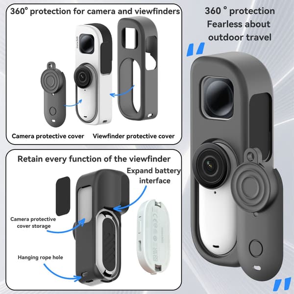 Silikondeksel til Insta360 GO3S – med linsedeksel inkludert Black