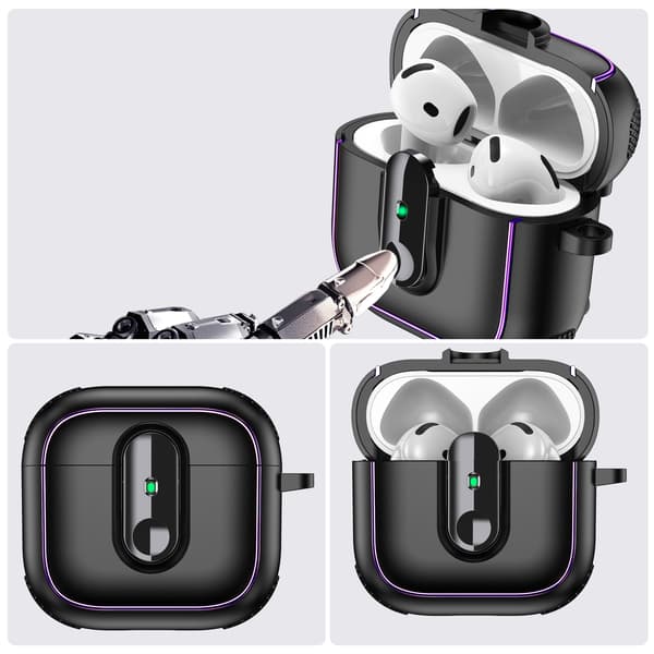 Etui til AirPods4, lavet af premium silikone, med nøglering sort black
