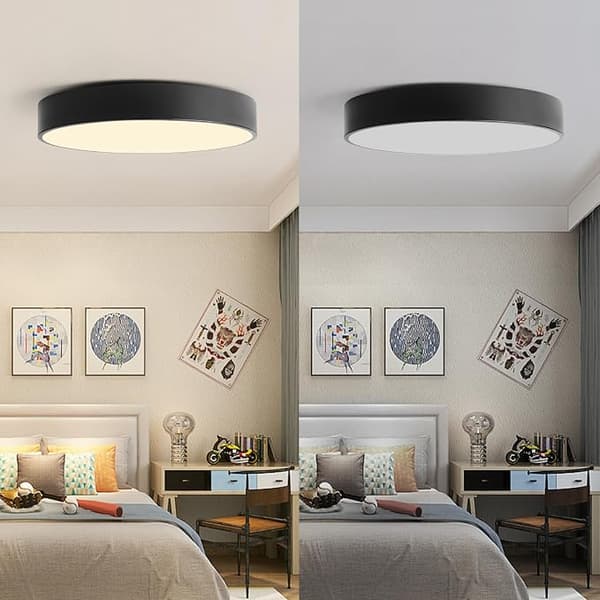 Moderne loftslampe 24W, trefarvet dæmpbar (30*5CM) Sort