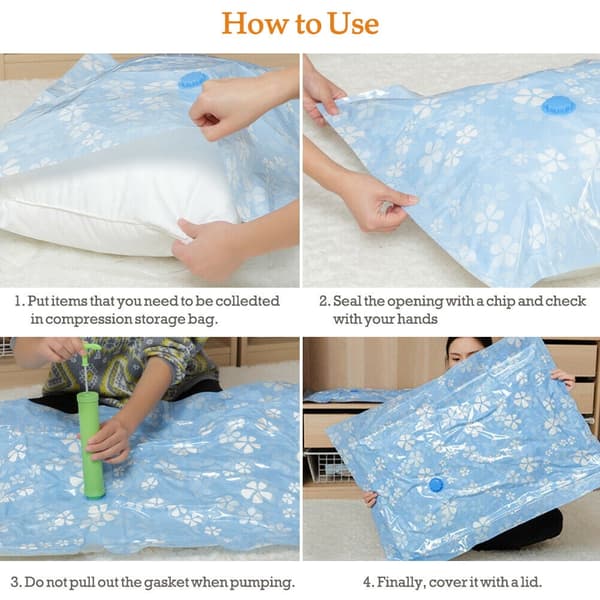 Vakuumförvaringspåsar, spara utrymme, 10 påsar per förpackning (80x60cm)
