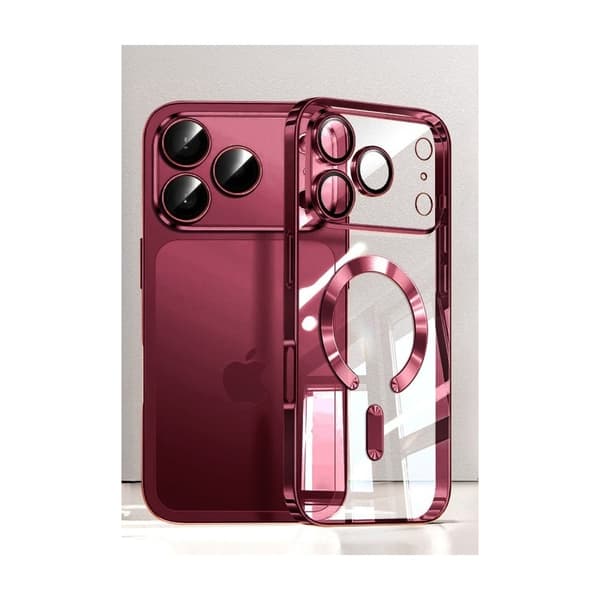 Deksler til iPhone 18 Pro Max, metallramme, kompatibel med magnetisk lading, rød red