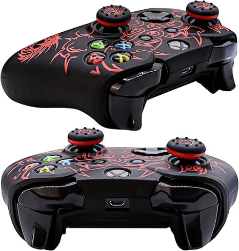 Etui til Xbox One-controller, inkluderer to tommelfingergrebshætter rød red