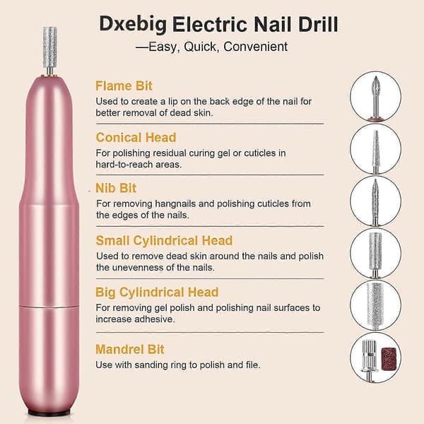 Elektrisk nagelfil med 6 nagelfilsbitar