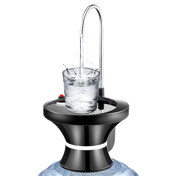 Bærbar vanndispenser for 2-5 gallon dunker 5 gallon, USB-lading med 2 bryterkontroller (svart)