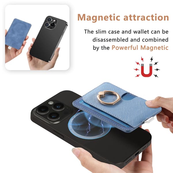 Magnetisk telefonkortholder, universal pung-stil ringholder Sort Black