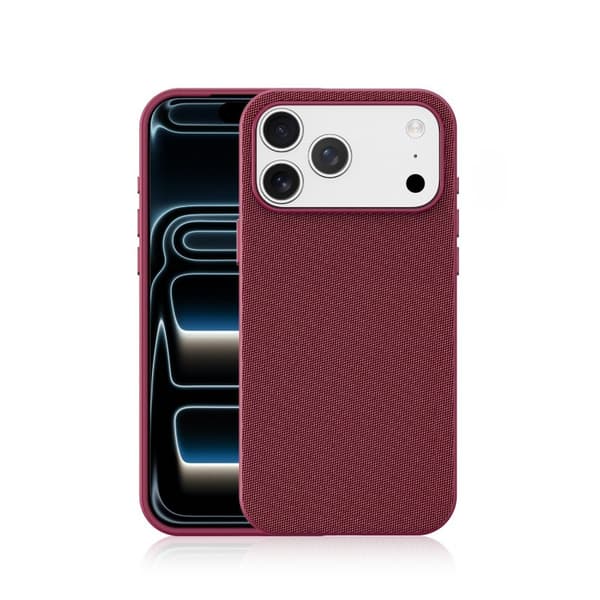 Fodral för iPhone 18 Pro Max, premium vävd textur, dropptålig och stötdämpande körsbärsröd cherry red