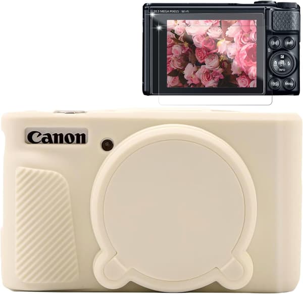 Silikonskal för Canon PowerShot SX740 HS, SX730 HS – Avtagbart linsskydd + Skärmskydd 2-pack
