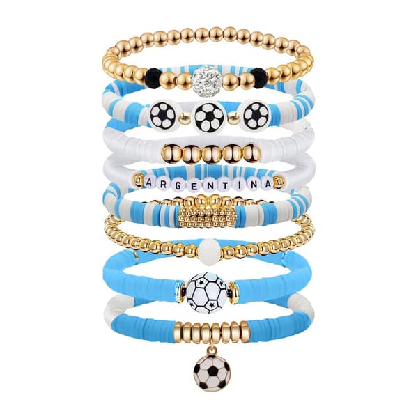 Dame armbånd til kampdag, stabelbart elastisk fodboldarmbånd med perler, stil 1 Style 1