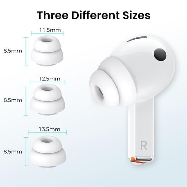 Silikone ørepropper med støvnet til Galaxy Buds 3 Pro / Buds 4 Pro, (S/M/L), 6 par White