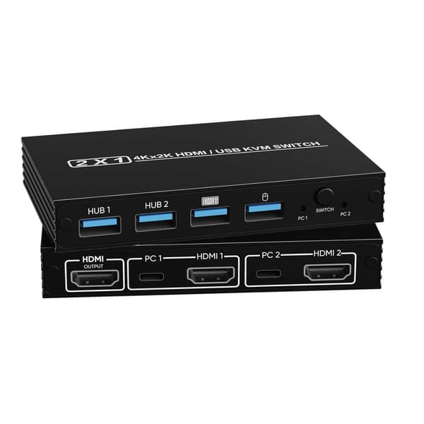 HD HDMI KVM, 1 bildskärm, 2 datorer, 4K@60Hz plug-and-play KVM