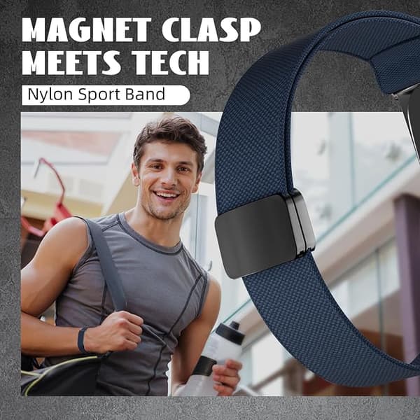 Nylonrem för Google Fitbit Air, har ett snabbjusterande magnetlås grå-orange Gray-Orange