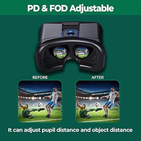 Virtual Reality VR-briller med hodetelefoner, kompatible med iPhone, Android, 4,5-6,0 tommer