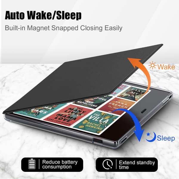 Etui til 7\" Onyx Boox Go (2024), Auto sleep/wake, magnetisk lukning Sort Black