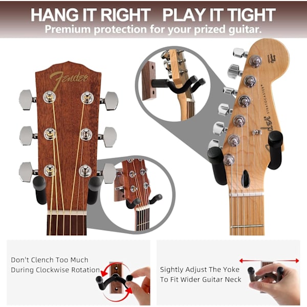 Gitarrväggkrokar, gitarrställ Brun