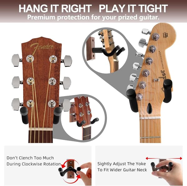 Guitar vægkroge, guitarstativer Brun