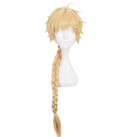Anime-stil lång blond luggperuk, spelresenärperuk